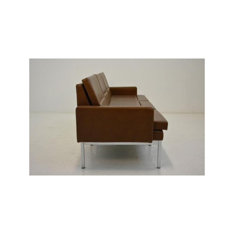 3-seater sofa in dark brown leatherette - 1960s