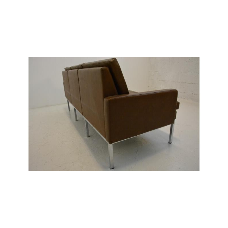 3-seater sofa in dark brown leatherette - 1960s