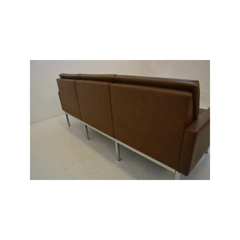 3-seater sofa in dark brown leatherette - 1960s