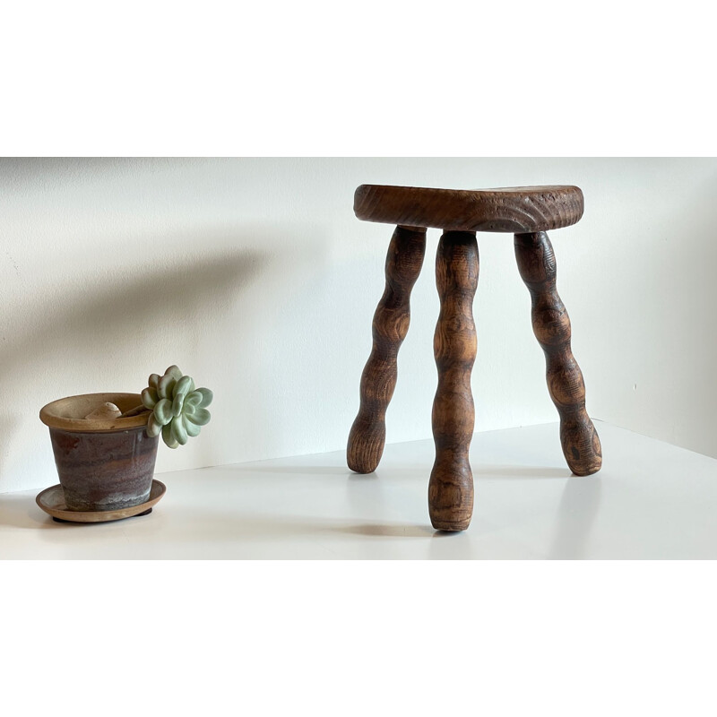 Vintage wooden tripod stool