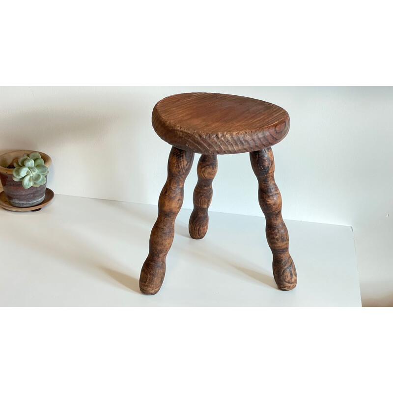 Vintage wooden tripod stool