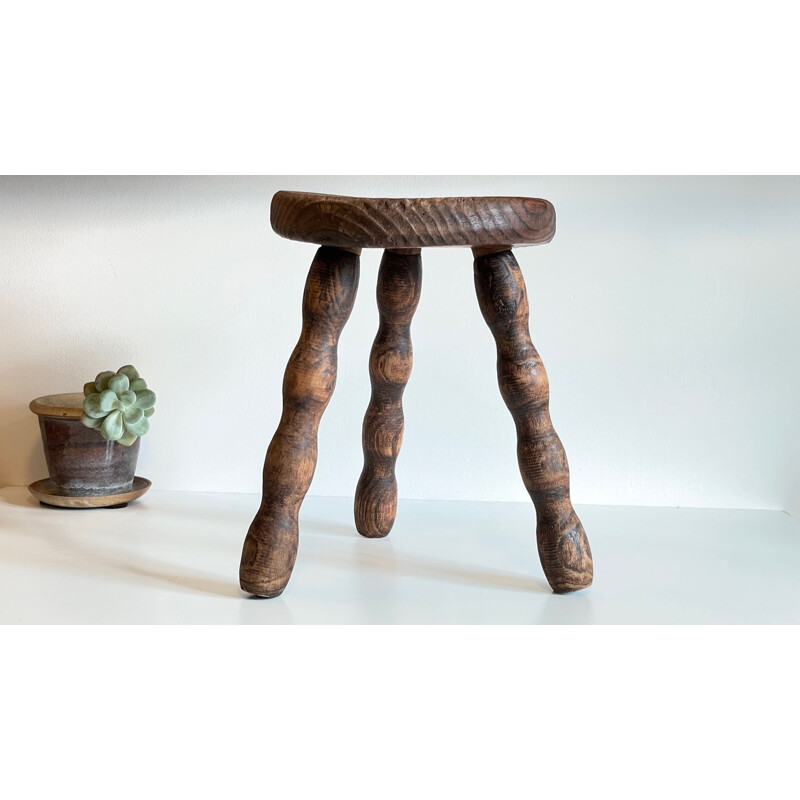 Vintage wooden tripod stool