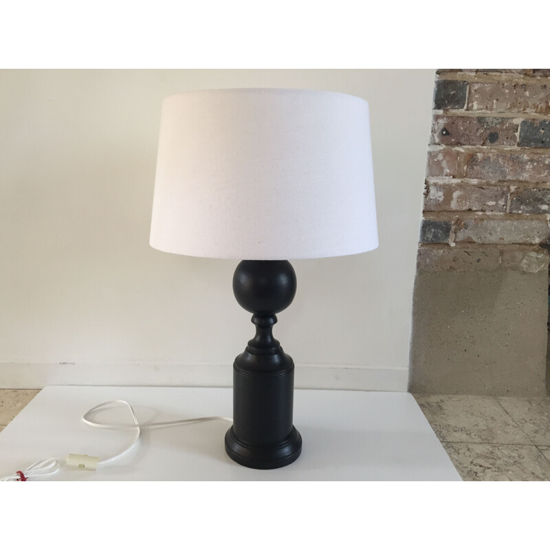 Vintage gedraaide houten lamp, 1990