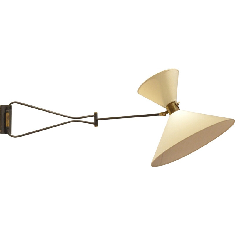 Lunel wall lamp in brass and metal, René MATHIEU - 1950s
