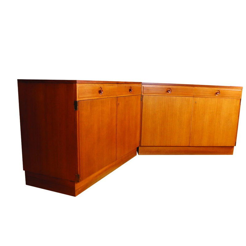 Pair of vintage Swedish sideboard in teak by Bertil Fridhagen for Bodafors, 1960s