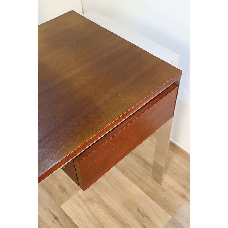 Vintage teak and aluminium desk by Georges Frydman for Efa, 1970