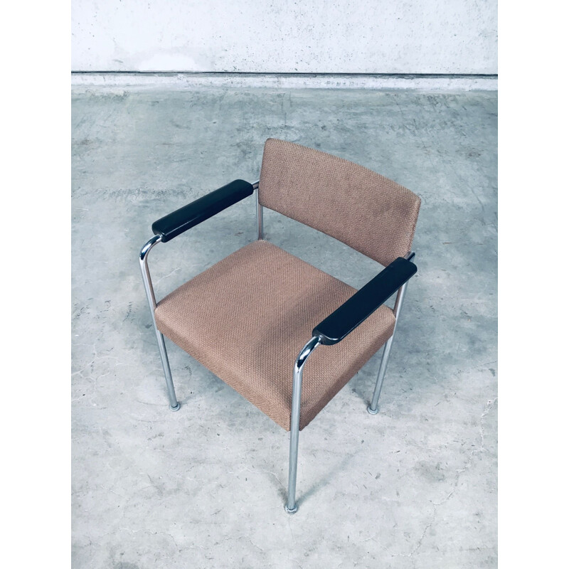 Pareja de sillas de oficina vintage de metal cromado de Martin Stoll, Suiza 1970