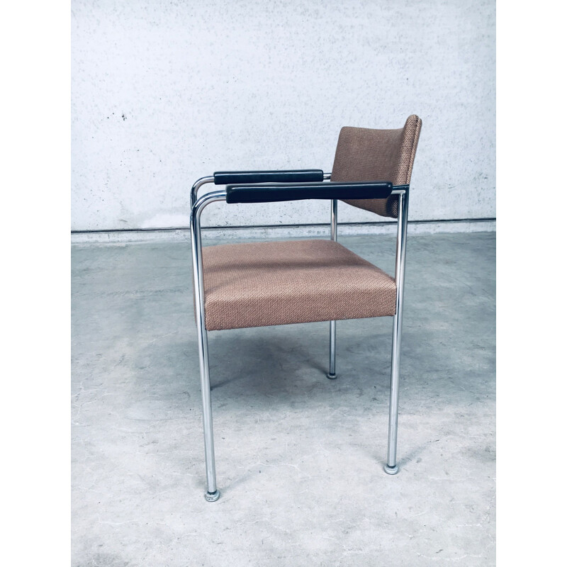 Pair of vintage chrome-plated metal office chairs by Martin Stoll, Switzerland 1970