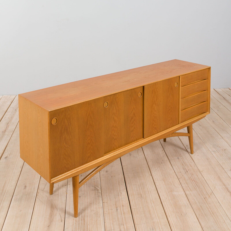 Scandinavian vintage oakwood sideboard with sliding doors and 4 drawers, 1970s