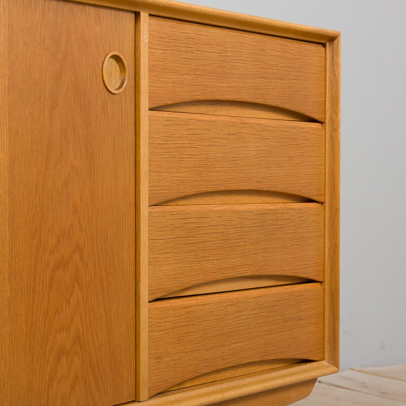 Scandinavian vintage oakwood sideboard with sliding doors and 4 drawers, 1970s