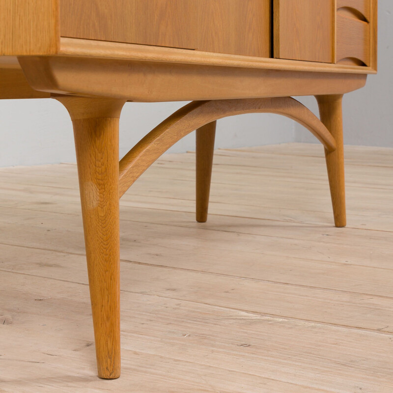 Scandinavian vintage oakwood sideboard with sliding doors and 4 drawers, 1970s