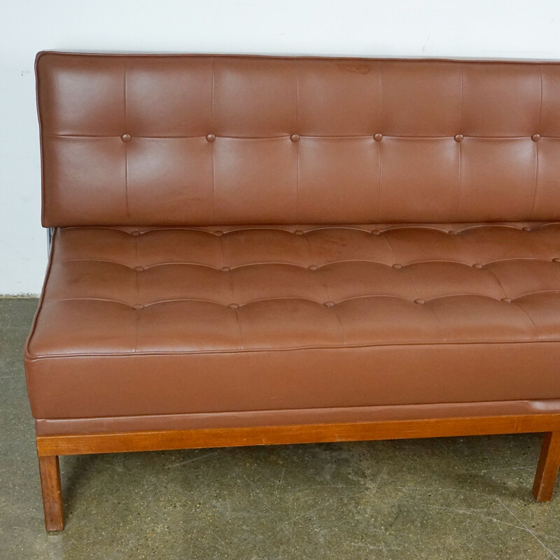 Mid-century cognac leather sofa by Johannes Spalt for Wittmann