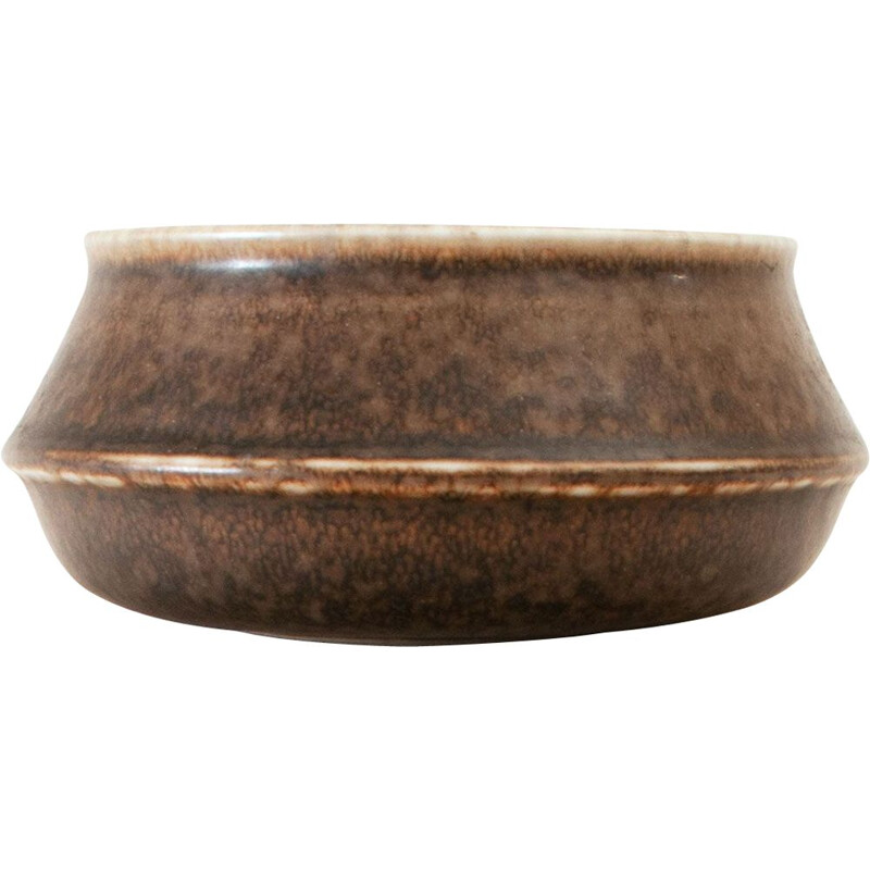 Vintage dark brown bowl by Carl-Harry Stålhane, Sweden