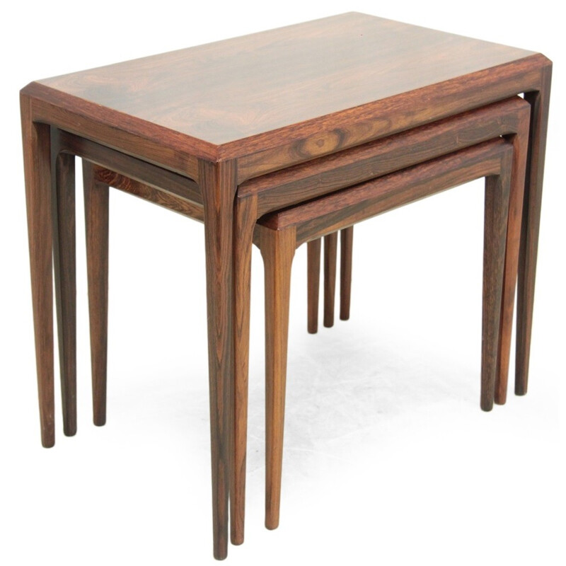 Set of Silkeborg nesting tables in rosewood, Johannes ANDERSEN - 1960s