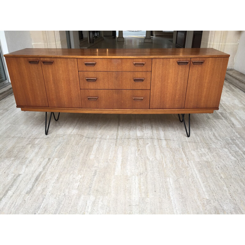 Scandinavian sideboard in teak with metal hairpin legs - 1960s