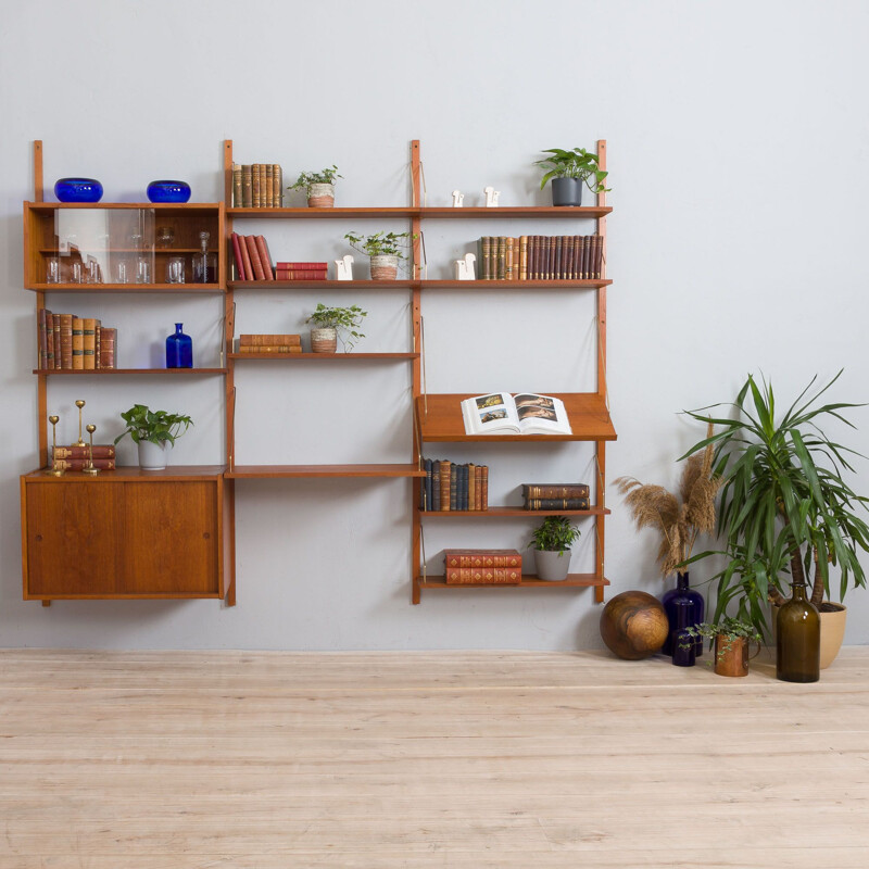 Danish vintage teak wall unit by Preben Sorensen, 1960s