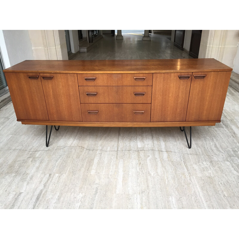 Scandinavian sideboard in teak with metal hairpin legs - 1960s