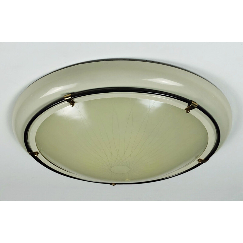 Beige lacquered metal ceiling lamp  - 1950s