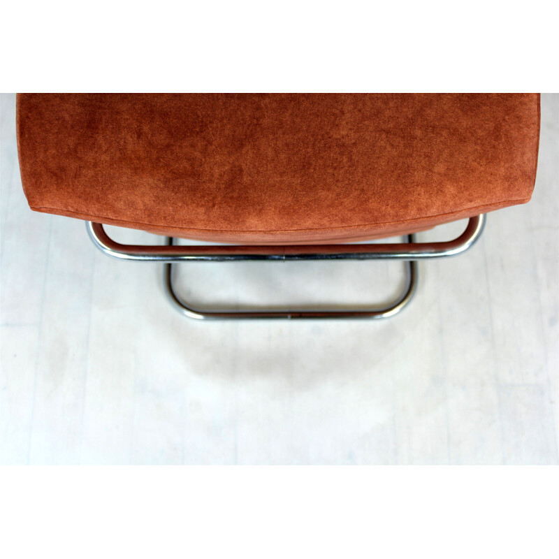 Bauhaus vintage chromed tubular steel armchair by Mücke Melder, Czechoslovakia 1930s