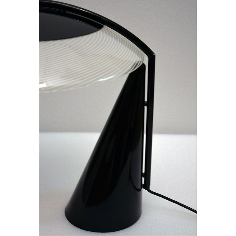 Lámpara de mesa vintage de cristal de Murano y metal, Italia 1970