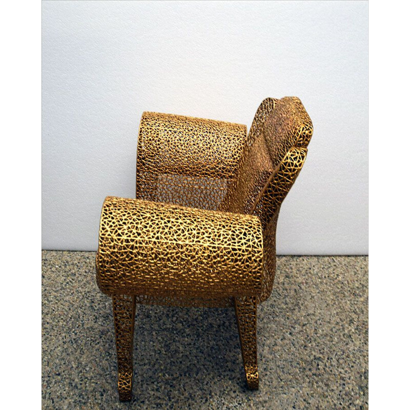 Vintage sculpture armchair in painted metal by Anacleto Spazzapan, 2000s