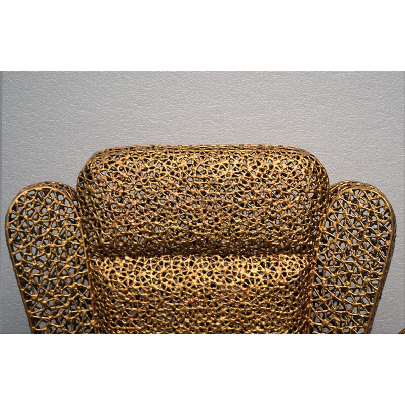 Vintage sculpture armchair in painted metal by Anacleto Spazzapan, 2000s