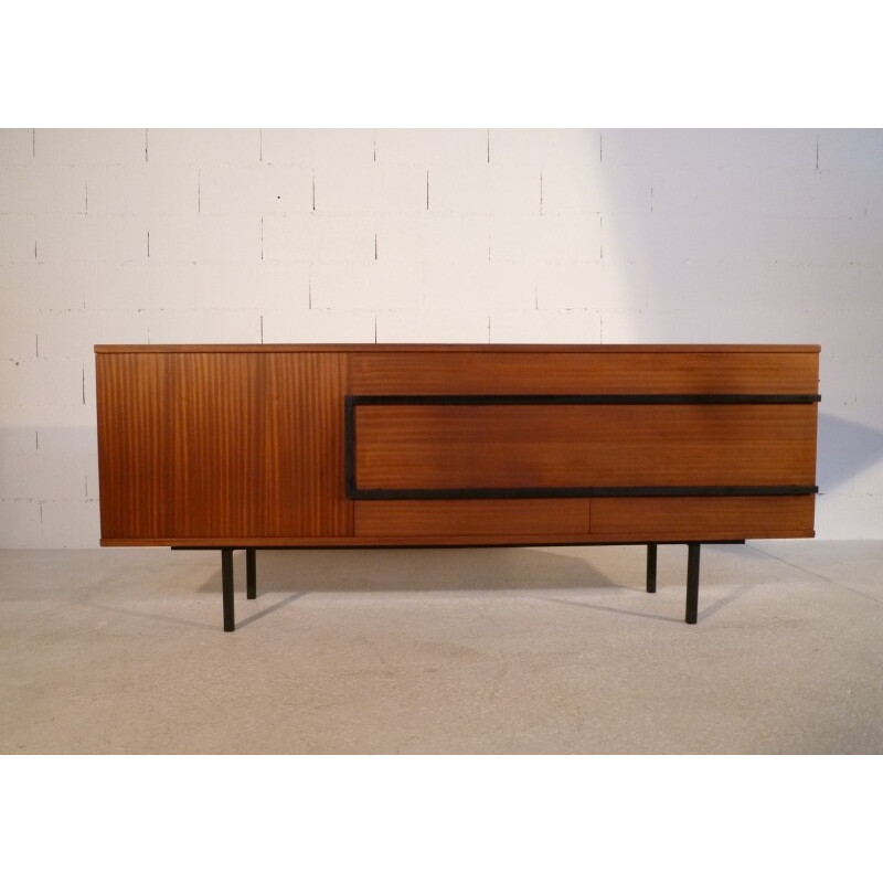 Vintage mahogany and metal sideboard, French design - 1950s