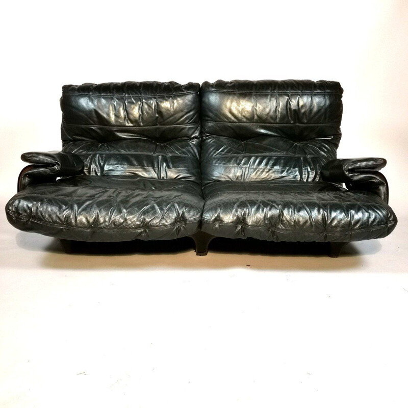 Sofá de couro Vintage de Michel Ducaroy para Ligne Roset