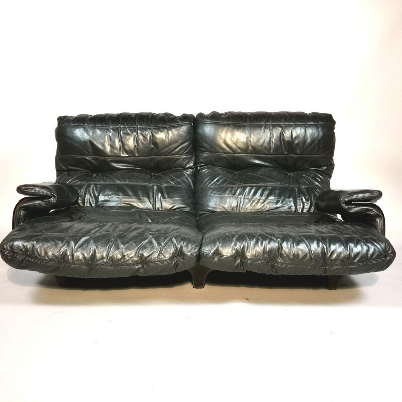 Vintage leather sofa by Michel Ducaroy for Ligne Roset