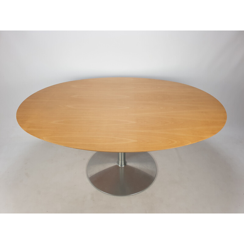 Table ovale vintage en bois plaqué par Pierre Paulin pour Artifort, 1960