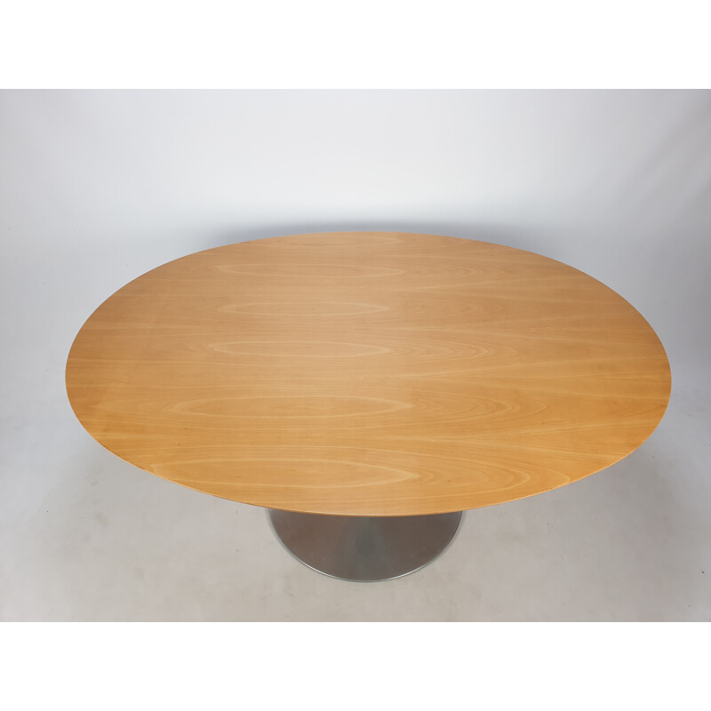 Vintage oval table in wood veneer by Pierre Paulin for Artifort, 1960