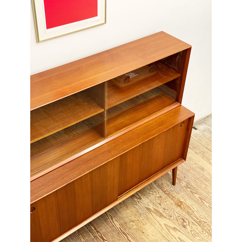 Mid-century teak sideboard with display cabinet ttachment by Rex Raab for Wilhelm Renz, Germany 1950s