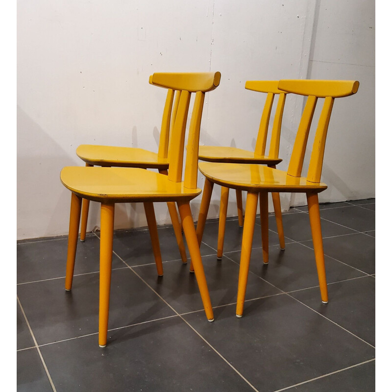 Set of 4 vintage chairs by Folke Palsson for Fdb Moble