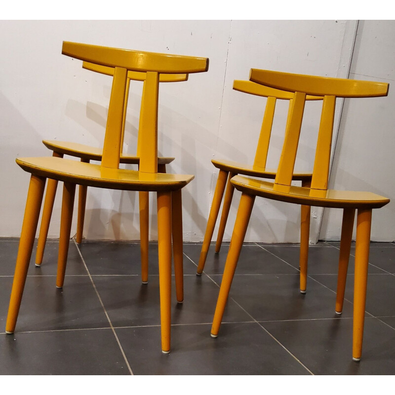 Set of 4 vintage chairs by Folke Palsson for Fdb Moble