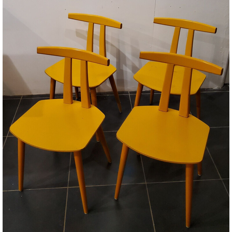 Set of 4 vintage chairs by Folke Palsson for Fdb Moble