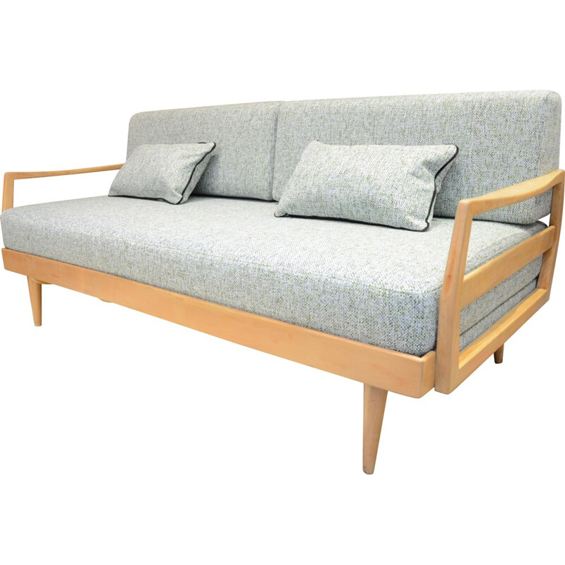 Daybed vintage allemande en tissu chiné - 1970