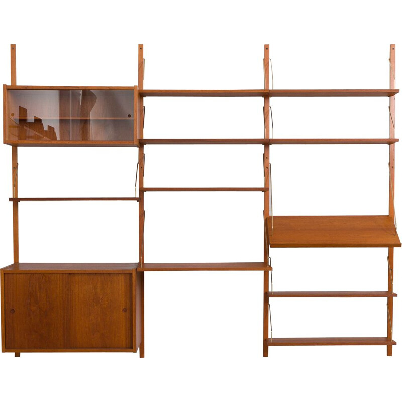 Danish vintage teak wall unit by Preben Sorensen, 1960s