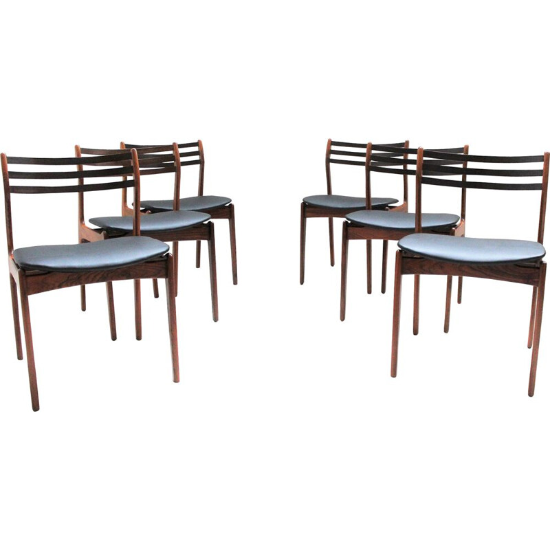 Set of 6 Scandinavian vintage solid teak chairs by P.E. Jorgensen for Farsø Stolefabrik, 1960