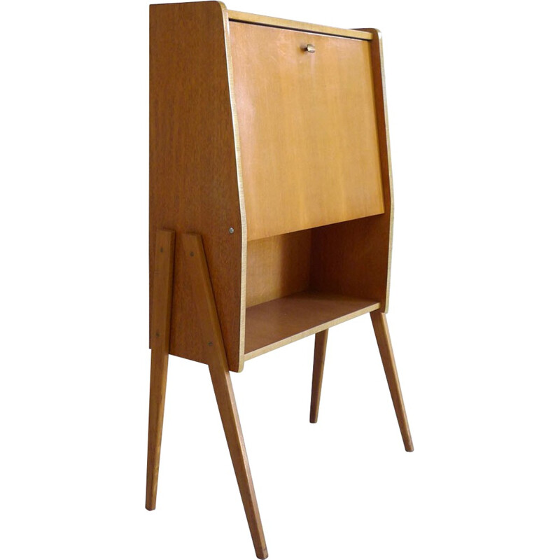 Secretaire in beech and oak wood - 1960s