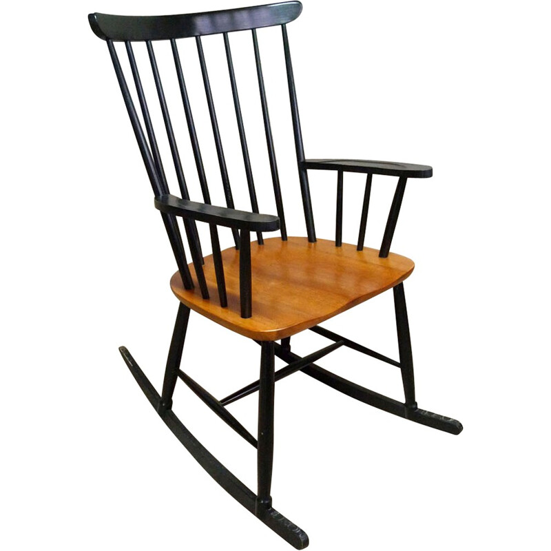 Scandinavian rocking chair in solid wood - 1960s