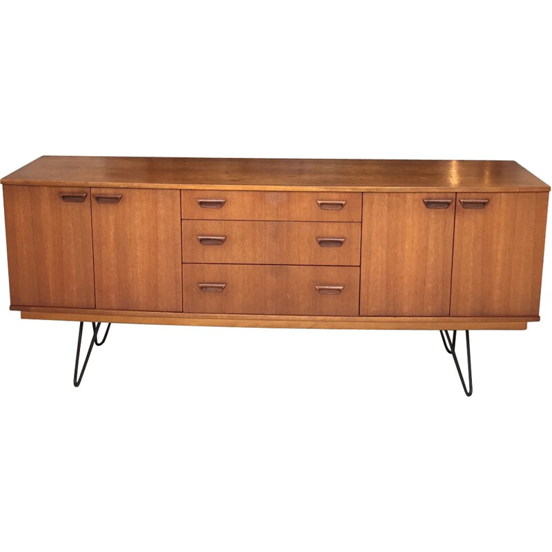 Scandinavian sideboard in teak with metal hairpin legs - 1960s