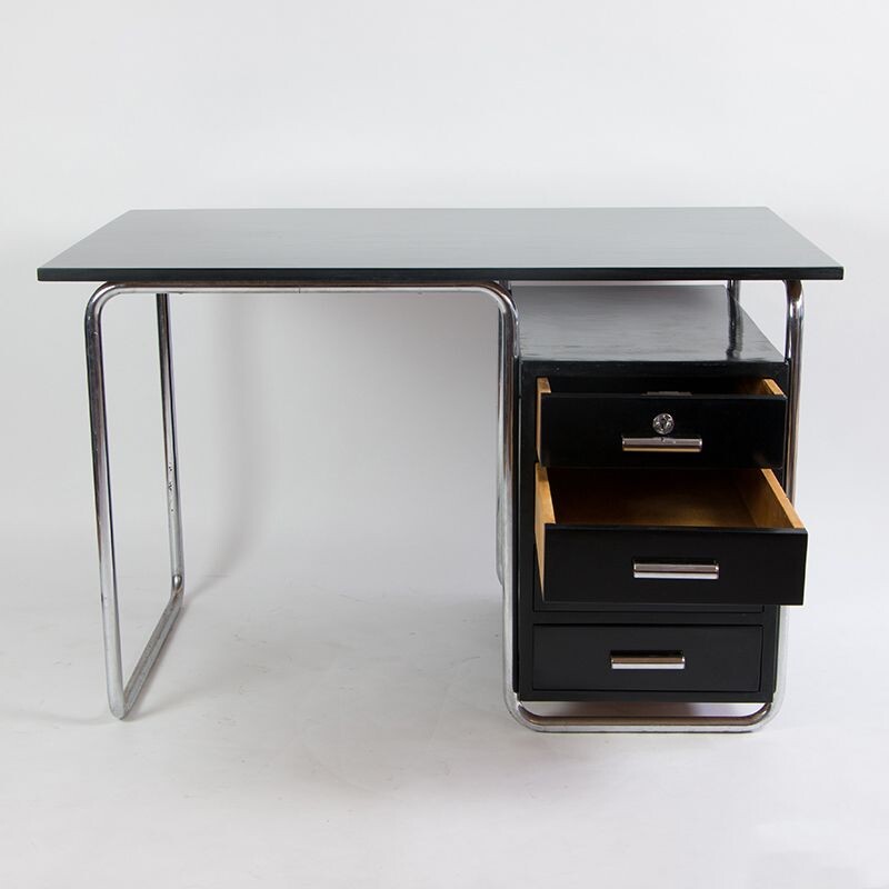 Vintage Bauhaus bureau in gebeitst beukenhout