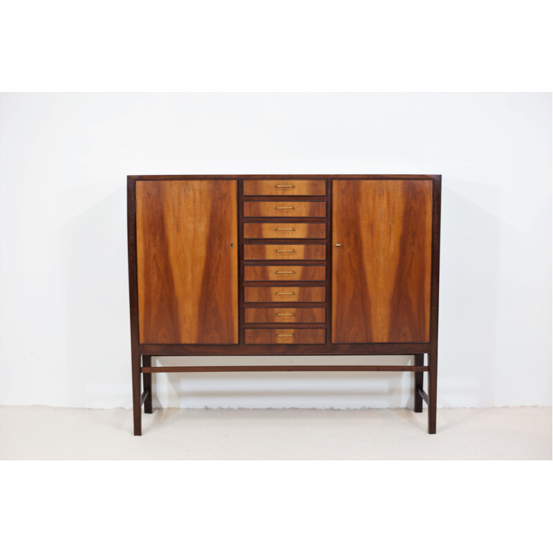 Vintage walnut and rosewood highboard