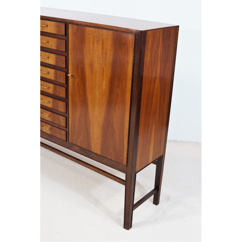 Vintage walnut and rosewood highboard
