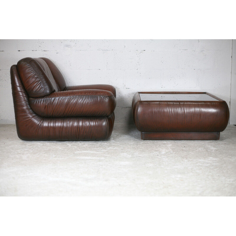 Vintage-Lounge-Set aus Leder, Italien 1970