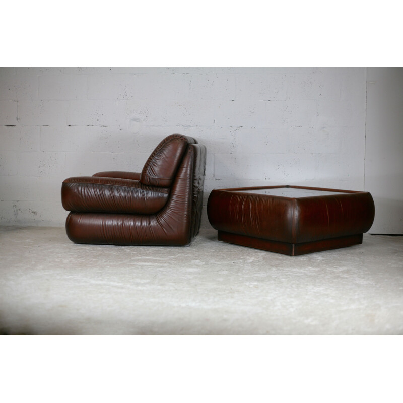 Vintage-Lounge-Set aus Leder, Italien 1970