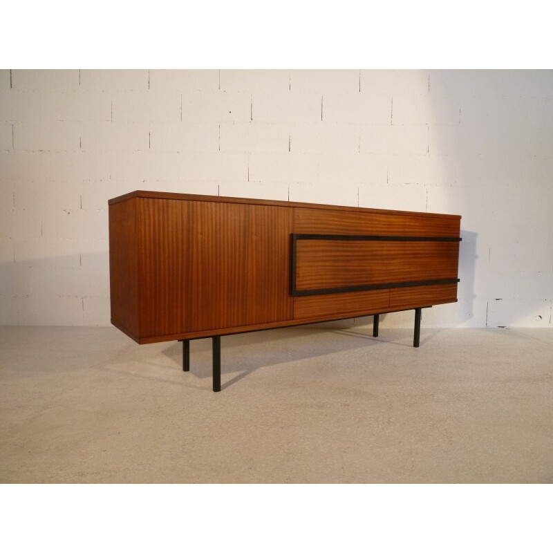 Vintage mahogany and metal sideboard, French design - 1950s