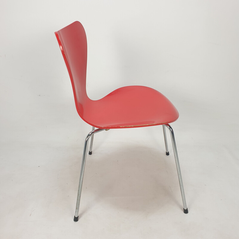 Conjunto de 6 cadeiras de aço cromado vintage de Hans Jacobsen para Fritz Hansen, Dinamarca 1991