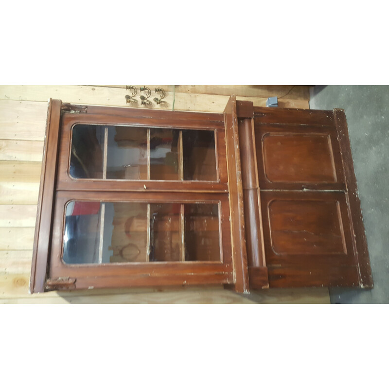 Vintage mahogany display cabinet in 2 parts, 1900