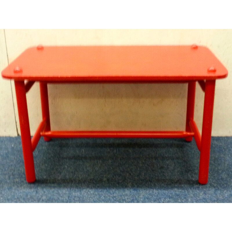 Set of Ikea "Anna" table and chair in red lacquered beed, Karin MOBRING - 1960s